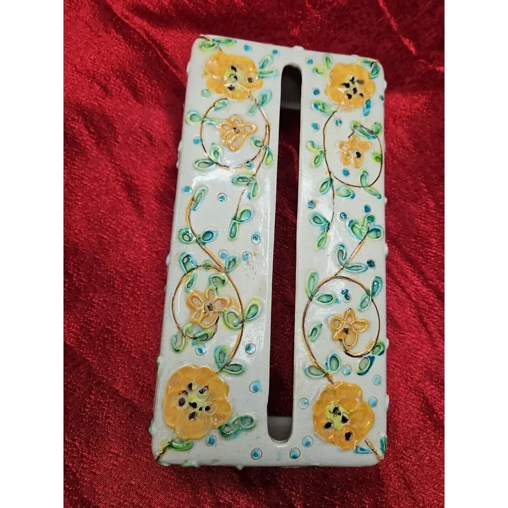 Vintage Italy MAJOLICA Tissue Box‎ Holder Porcelain MCM Italian HIGH RELIEF